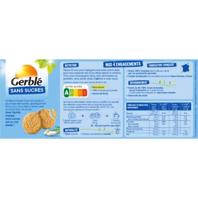 Biscuits sans sucres Gerblé Coco - 132g