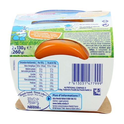 Bols Naturnes Nestlé Carottes dès 4/6 mois - 2x130g