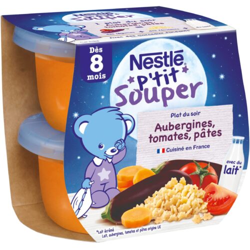 Repas du soir Nestlé Aubergines - pâtes - tomates - 2x200g