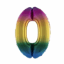 Ballon en aluminium 16" Chiffre 0 ARC EN CIEL