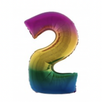 Ballon en aluminium 16" Chiffre 2 ARC EN CIEL