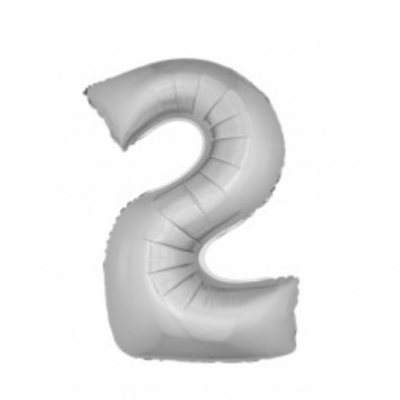 Ballon en aluminium 16" Chiffre 2 ARGENT