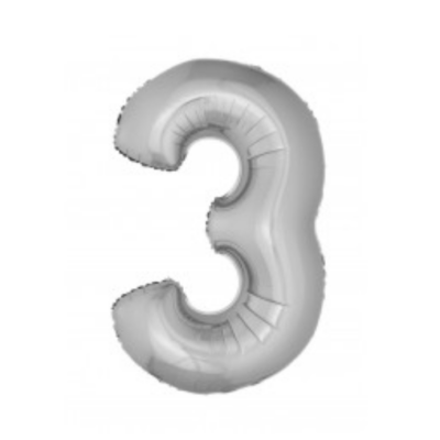 Ballon en aluminium 16" Chiffre 3 ARGENT