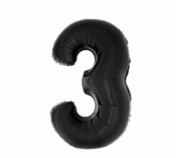 Ballon en aluminium 16″ Chiffre 3 NOIR