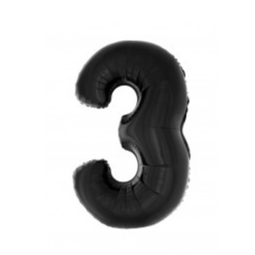 Ballon en aluminium 16" Chiffre 3 NOIR