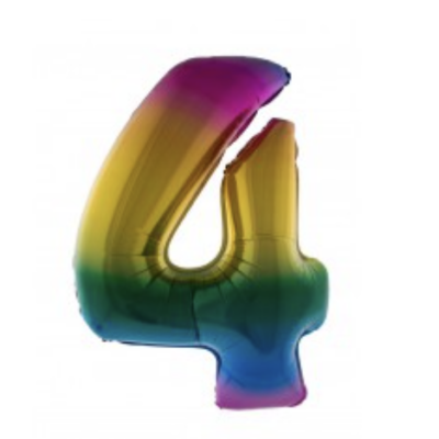 Ballon en aluminium 16" Chiffre 4 ARC EN CIEL