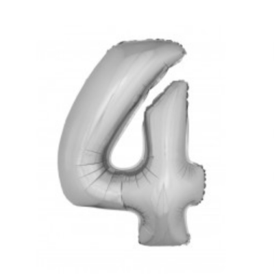 Ballon en aluminium 16" Chiffre 4 ARGENT