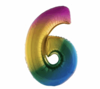 Ballon en aluminium 16″ Chiffre 6 ARC EN CIEL