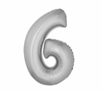 Ballon en aluminium 16″ Chiffre 6 ARGENT