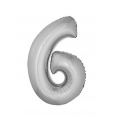 Ballon en aluminium 16" Chiffre 6 ARGENT