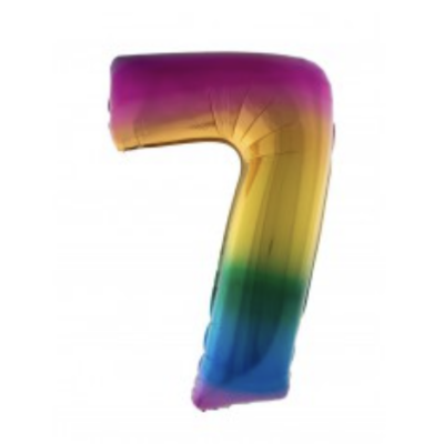 Ballon en aluminium 16" Chiffre 7 ARC EN CIEL