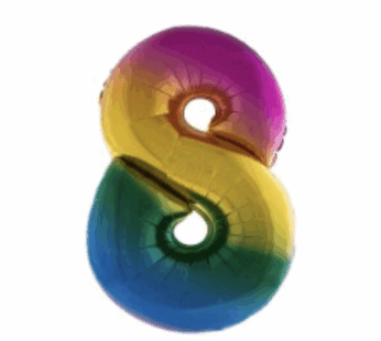 Ballon en aluminium 16″ Chiffre 8 ARC EN CIEL