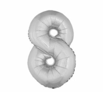 Ballon en aluminium 16″ Chiffre 8 ARGENT