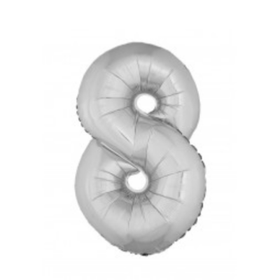 Ballon en aluminium 16" Chiffre 8 ARGENT