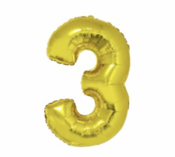 Ballon en aluminium 16″ Chiffre 3 OR