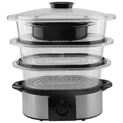 OHMEX Cuiseur vapeur 3 niveaux 11l, 1H, 800W