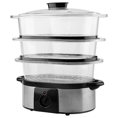 OHMEX Cuiseur vapeur 3 niveaux 11l, 1H, 800W