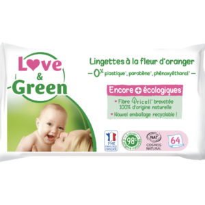 Love and Green | Lingettes fleur d'oranger sachet de 64 pièces