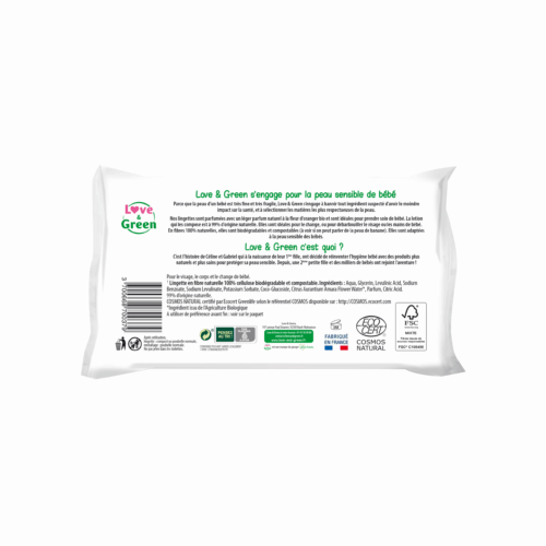 Love and Green | Lingettes fleur d'oranger sachet de 64 pièces