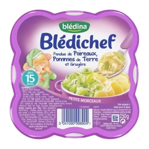 Blédichef repas bébé 12 mois Fondue de poireaux et pommes de terre - 250g