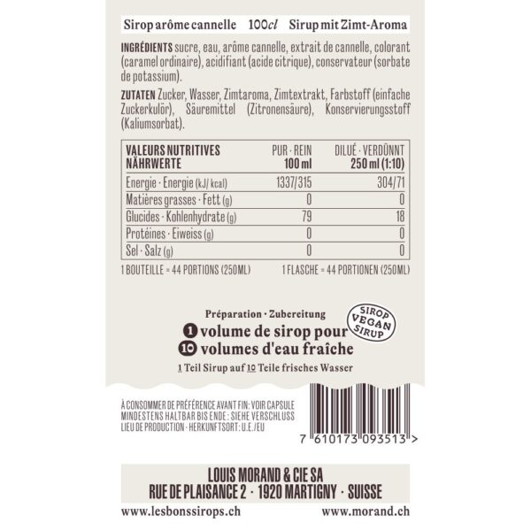 Sirop MORAND Cannelle 100cl – Image 2