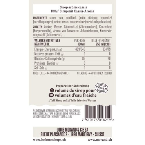 Sirop MORAND Cassis 1L