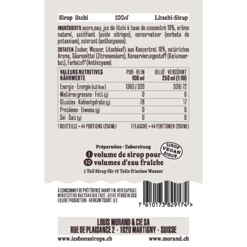 Sirop MORAND Litchi 1L