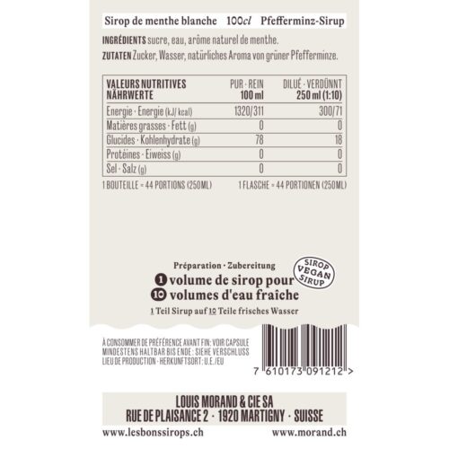 Sirop MORAND Menthe blanche 1L