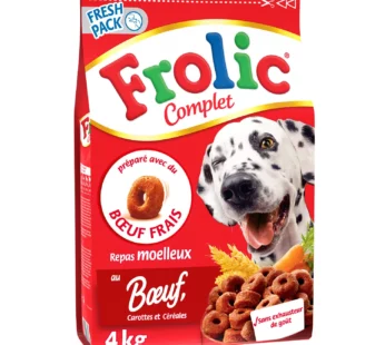 Croquettes pour chien au bœuf FROLIC – 4kg