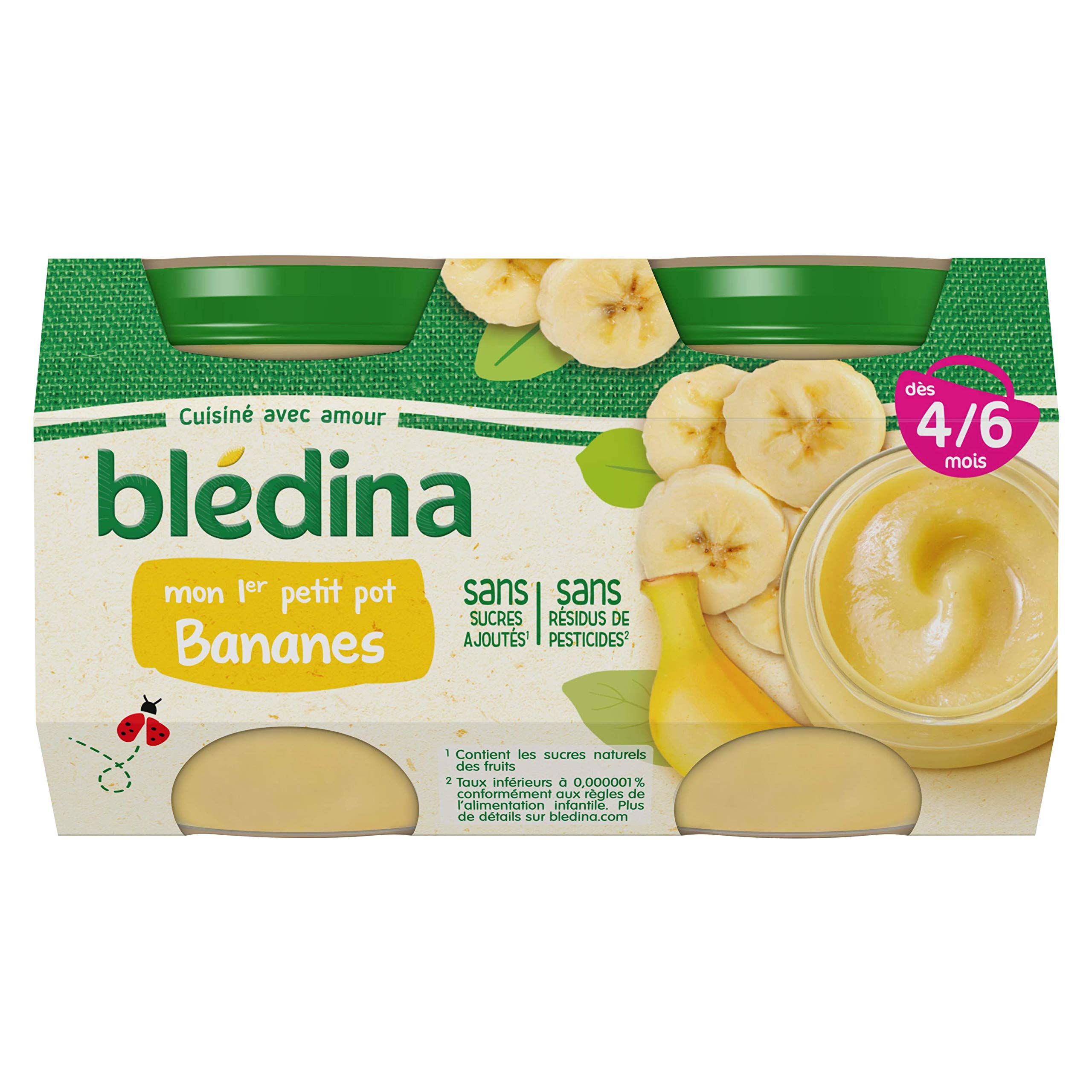 Petit pot bébé Blédina 4-6 mois bananes – 2x130g