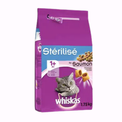 Whiskas Croquettes Au Saumon Pour Chat Adulte Stérilisé 1,75kg