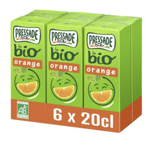 Jus d'orange Bio PRESSADE - pack de 6 briques de 20cl
