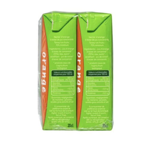 Jus d'orange Bio PRESSADE - pack de 6 briques de 20cl