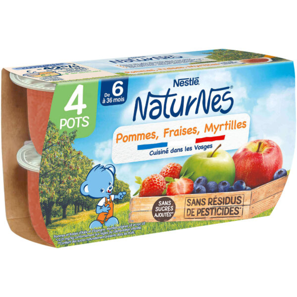 Purée Naturnes Nestlé Pommes, fraises, myrtilles dès 4 mois - 4x130g