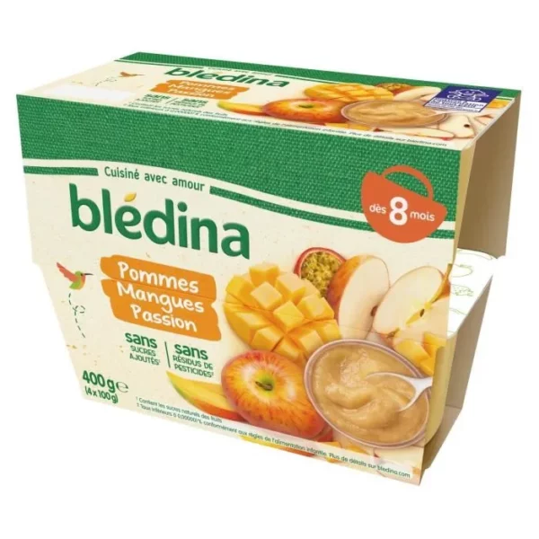 Purée Blédina Pommes, Mangues, Passion dès 8 mois - 4x100g