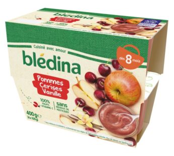 Purée Blédina Pommes, cerises, vanille dès 8 mois – 4x100g