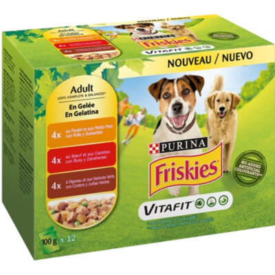 FRISKIES Pâtée aux Viandes et Légumes en Gelée pour chien 12x100g