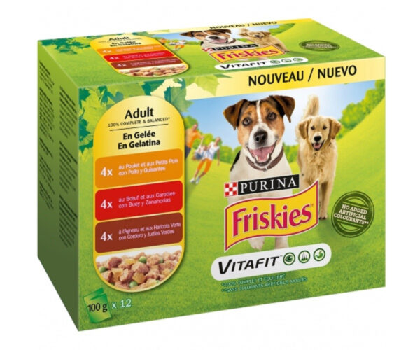 FRISKIES Pâtée aux Viandes et Légumes en Gelée pour chien 12x100g