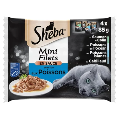 SHEBA Mini filet Sauce pour chat : Poisson 4x85g