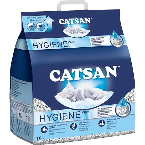 Catsan Hygiene plus · litière minérale absorbante · Absorbante 10 l