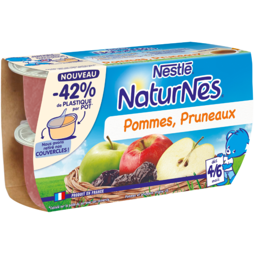 Purée Naturnes Nestlé Pommes, pruneaux dès 4 mois - 4x130g