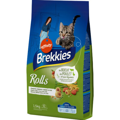 Brekkies Rolls croquettes au boeuf poulet légumes pour chat 1,5kg