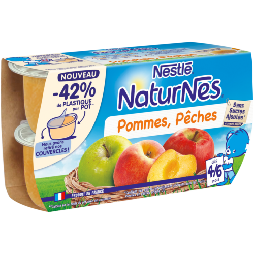 Purée Naturnes Nestlé Pommes, pêches dès 4 mois - 4x130g