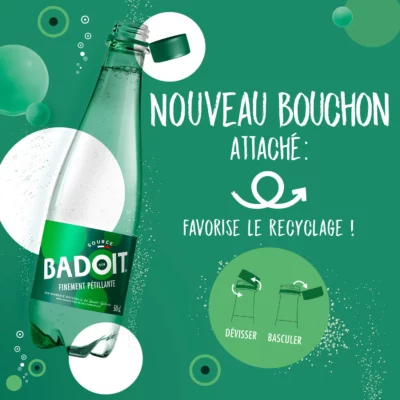 Eau gazeuse minérale naturelle pétillante Verte Badoit - 6x50cl