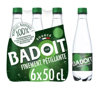 Eau gazeuse minérale naturelle pétillante Verte Badoit – 6x50cl