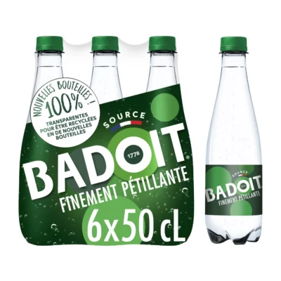 Eau gazeuse minérale naturelle pétillante Verte Badoit - 6x50cl