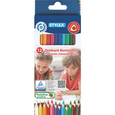 Crayons de couleur, triangulaires, 12 pièces
