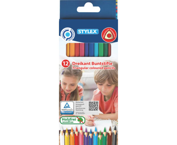 Crayons de couleur, triangulaires, 12 pièces