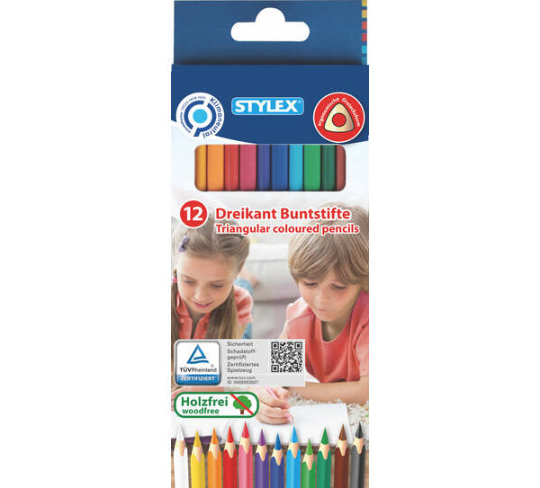 Crayons de couleur, triangulaires, 12 pièces