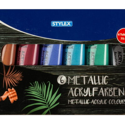 Peinture acrylique métallisée, 6 tubes de 75 ml
